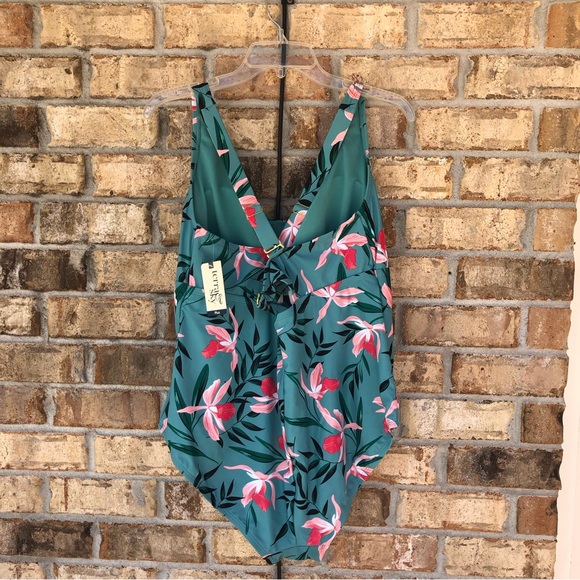 Terra & Sky Floral Print Tommy Control Removable Cups One Piece Swimwear 2X - Picture 7 of 16